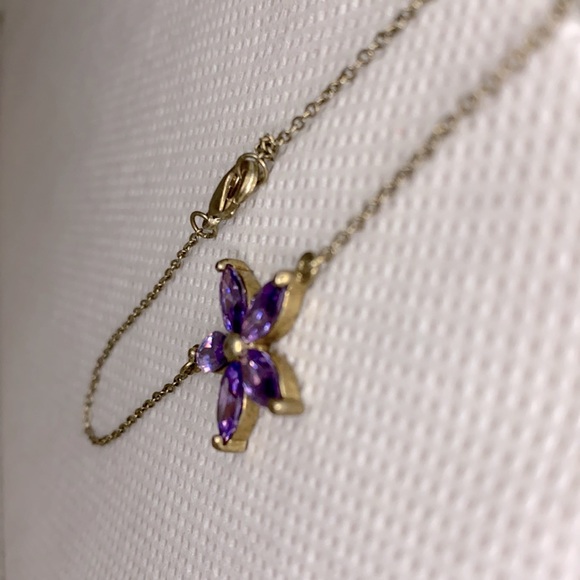 Vintage 90s Purple Lily Anklet or Bracelet - Picture 2 of 2
